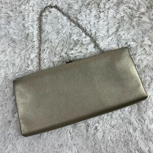 Champagne Metallic Clutch Bag 12” x 6” Chain